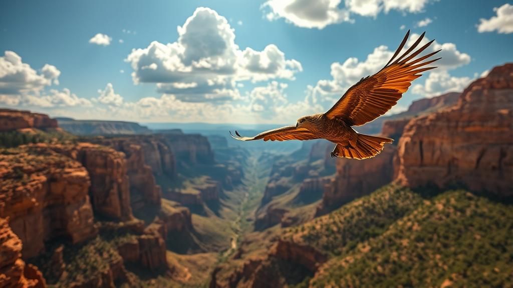 Majestic Canyon Landscape with Giant Eagle