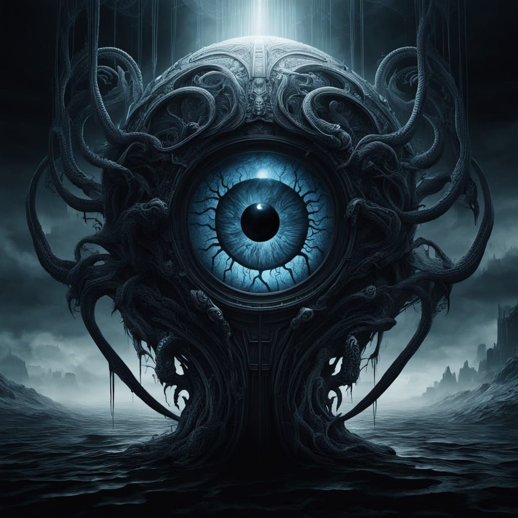 Ethereal, Giger-Inspired Optical Illusion in Dark Fantasy Se...