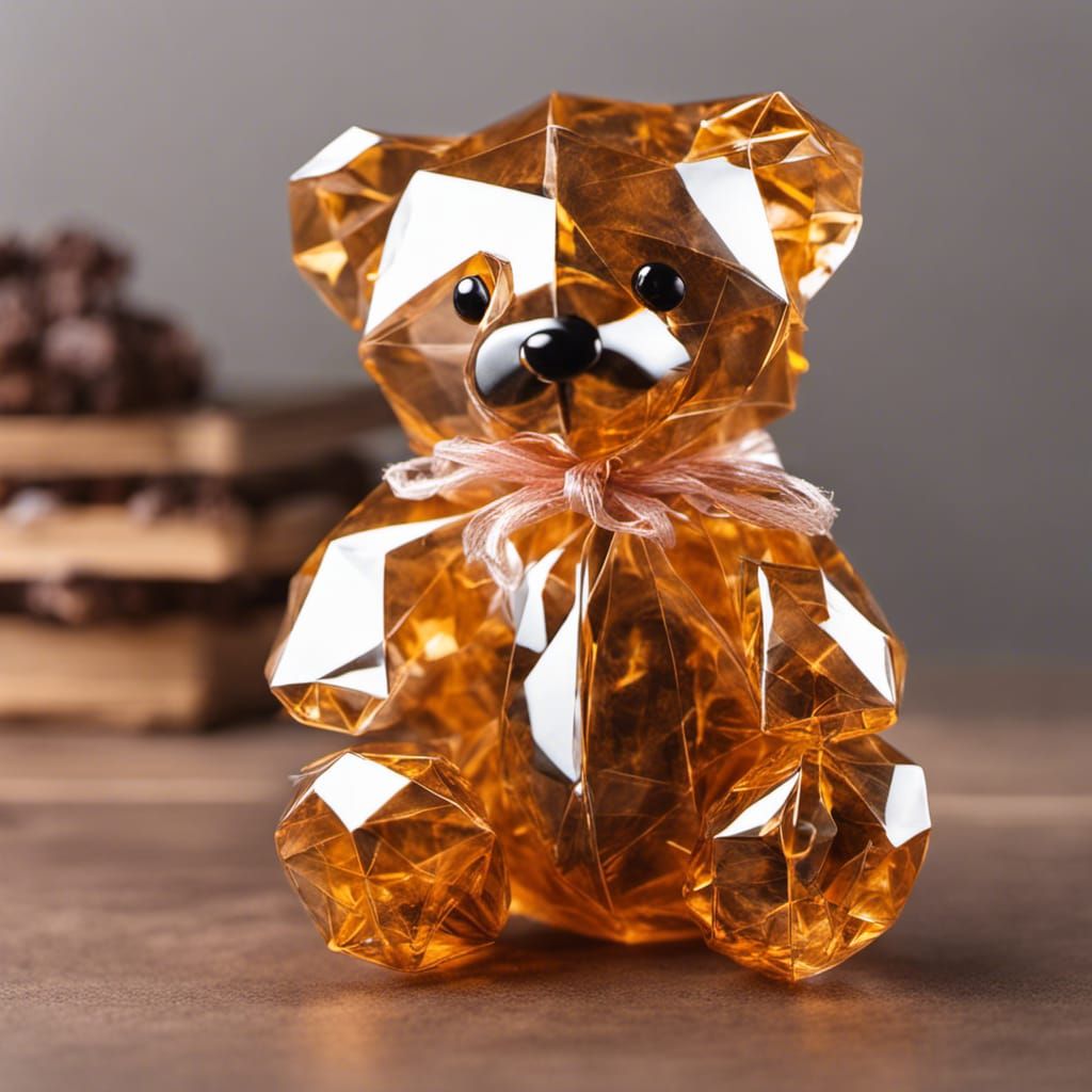 Teddy bear wrapped with cellophane