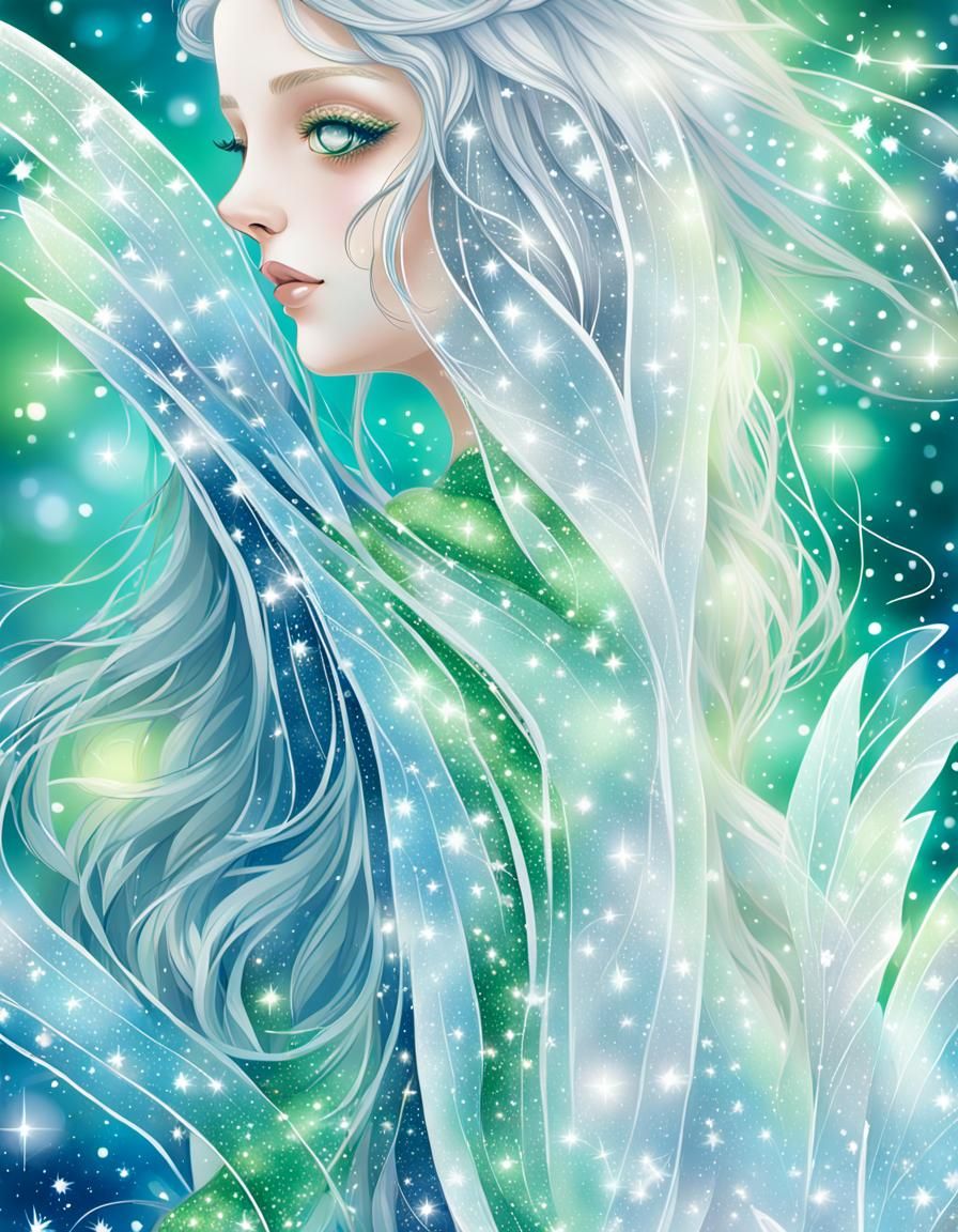 Shimmering Fairy Illustration in Pastel Colors