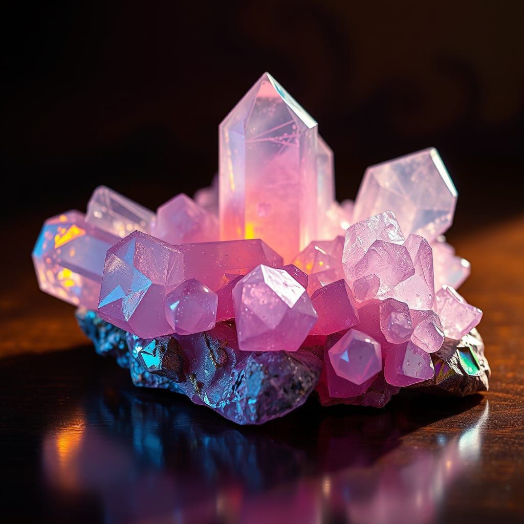 Surreal Bismuth Still Life in Dreamlike Ethereal Light