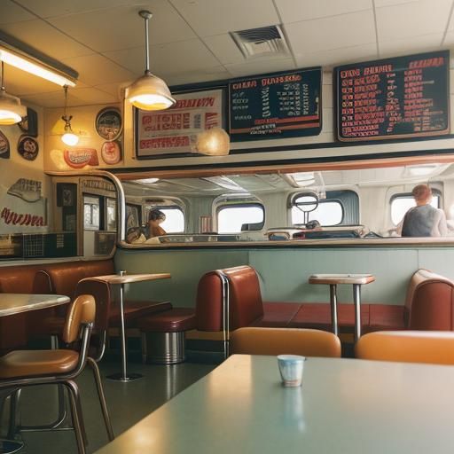 Classic 1950s American Diner Interior With Customers