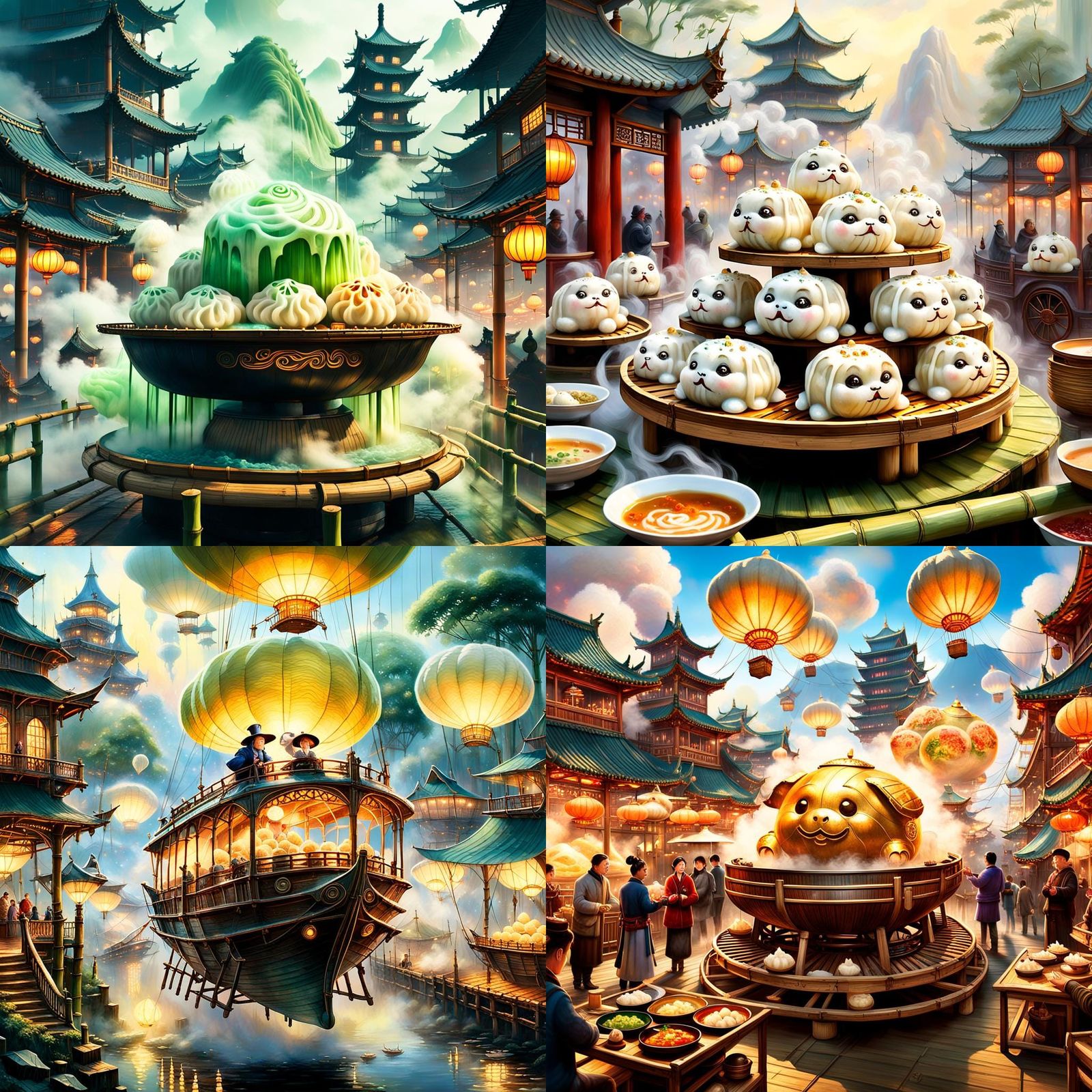 Steampunk Dumpling City Inside a Steam Container