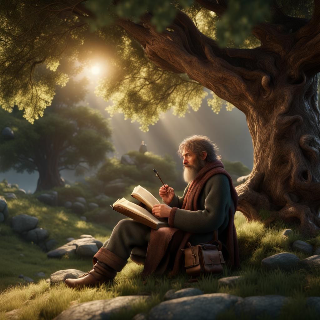 Hobbit Daydreaming in the Shire