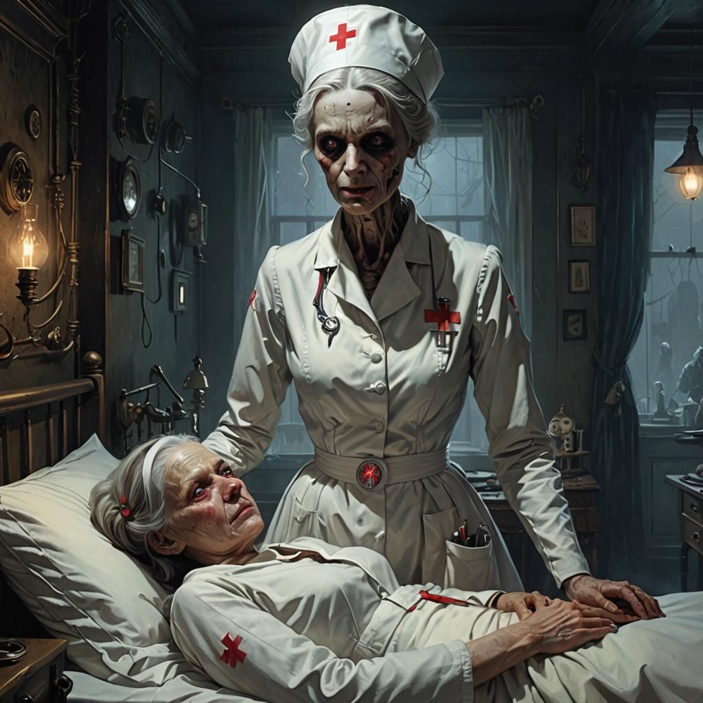Terrifying 18th Century Nurse in Dark Fantasy Art