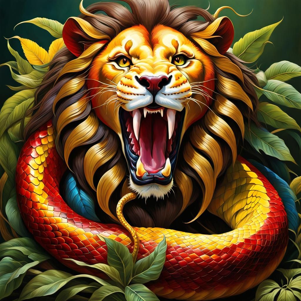 Lion-Headed Serpent Devouring the Sun