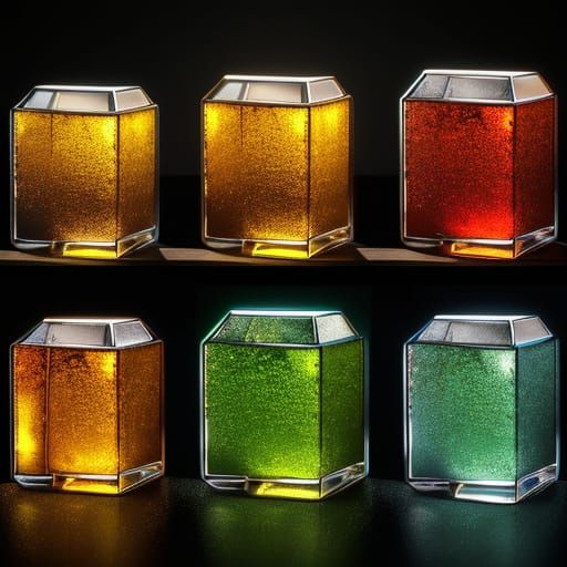 Hyper-Realistic Glass Cubes in Vibrant Oil Painting Style