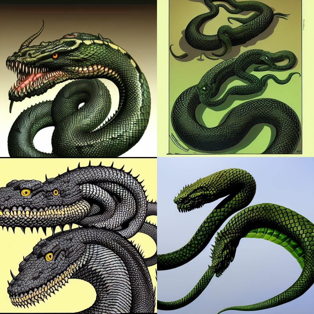 Menacing Multi-Headed Hydra Serpent