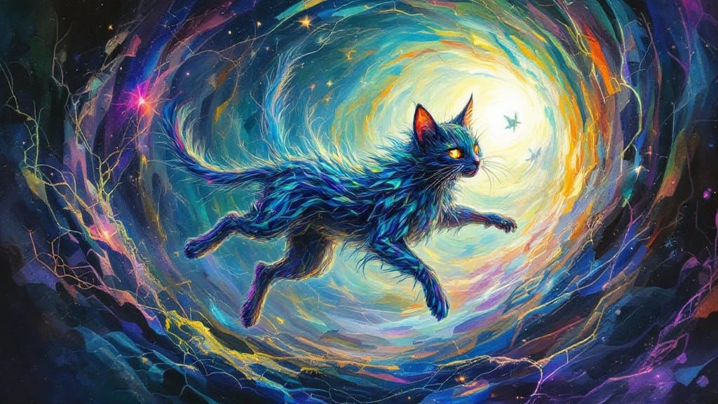 Psychedelic Cat in Dreamlike Surrealism