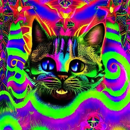 Psychedelic Cheshire Cat Blacklight Poster