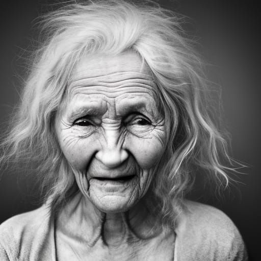 Smiling Silver-Haired Woman Portrait