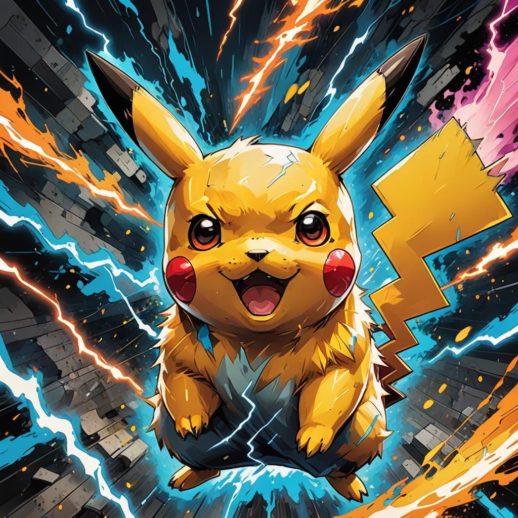 Vibrant Pikachu Unleashes Lightning Strike in Anime-Inspired...