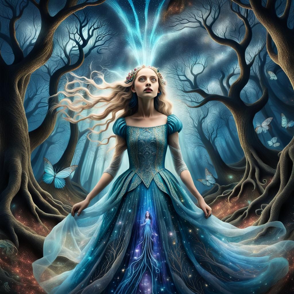 Alice in Dreamscape: Surrealist Mixed Media Art