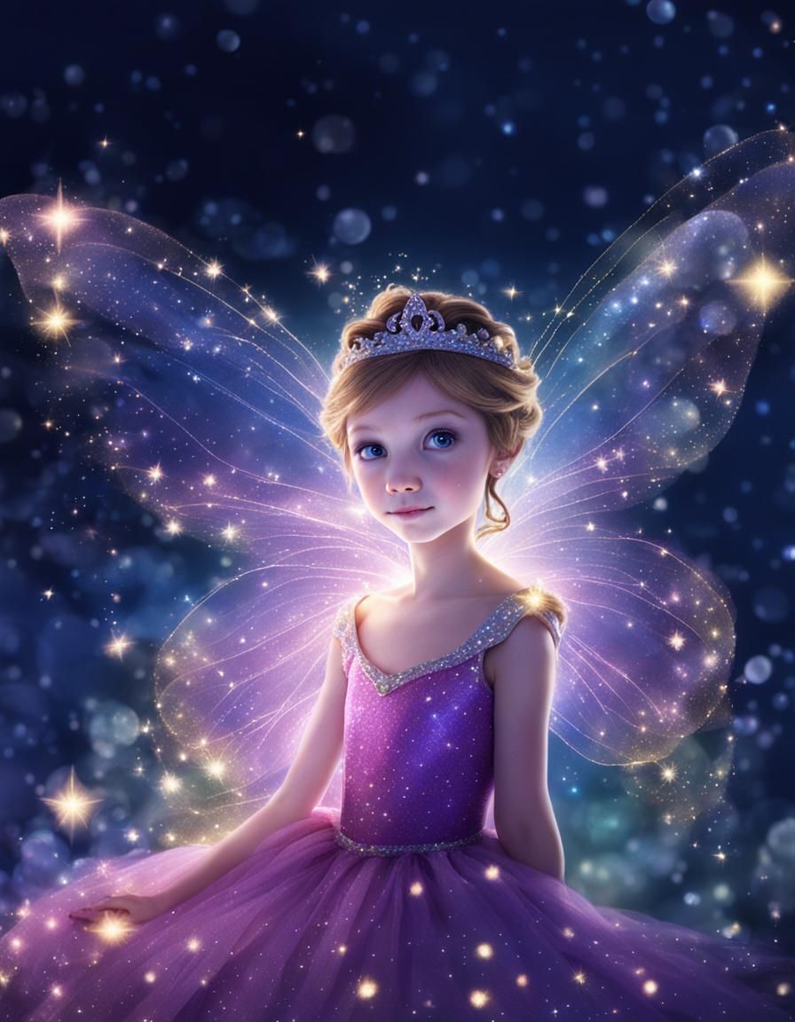Enchanting Fairy Princess Surrounded by Sparkles