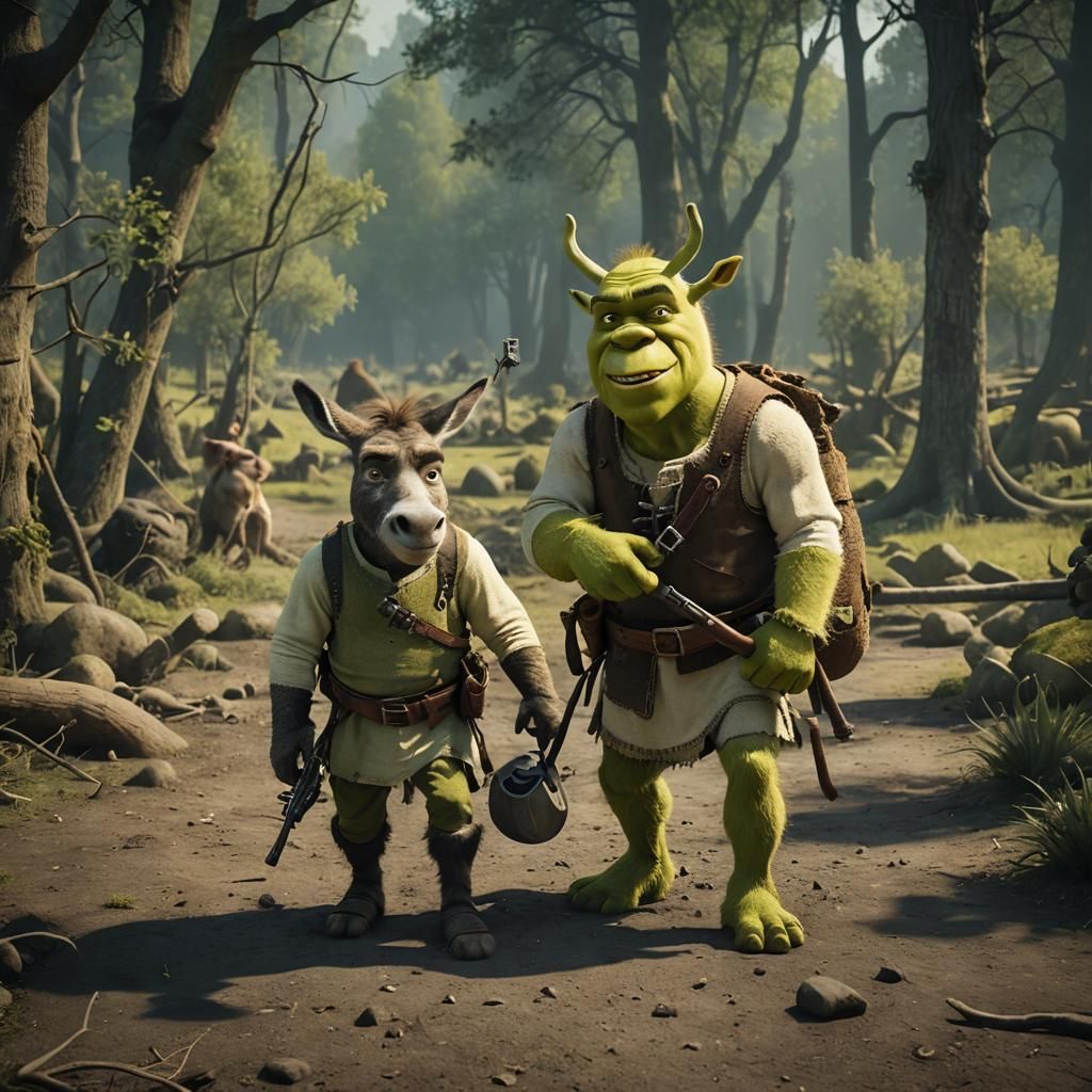 Shrek Film Still: Shrek with Rifle