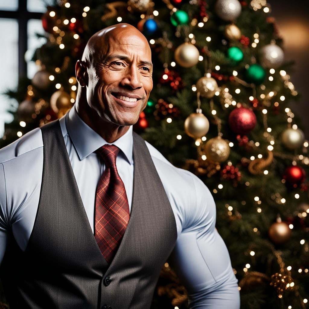 Dwayne Johnson Decorating Christmas Tree: Professional Portr...