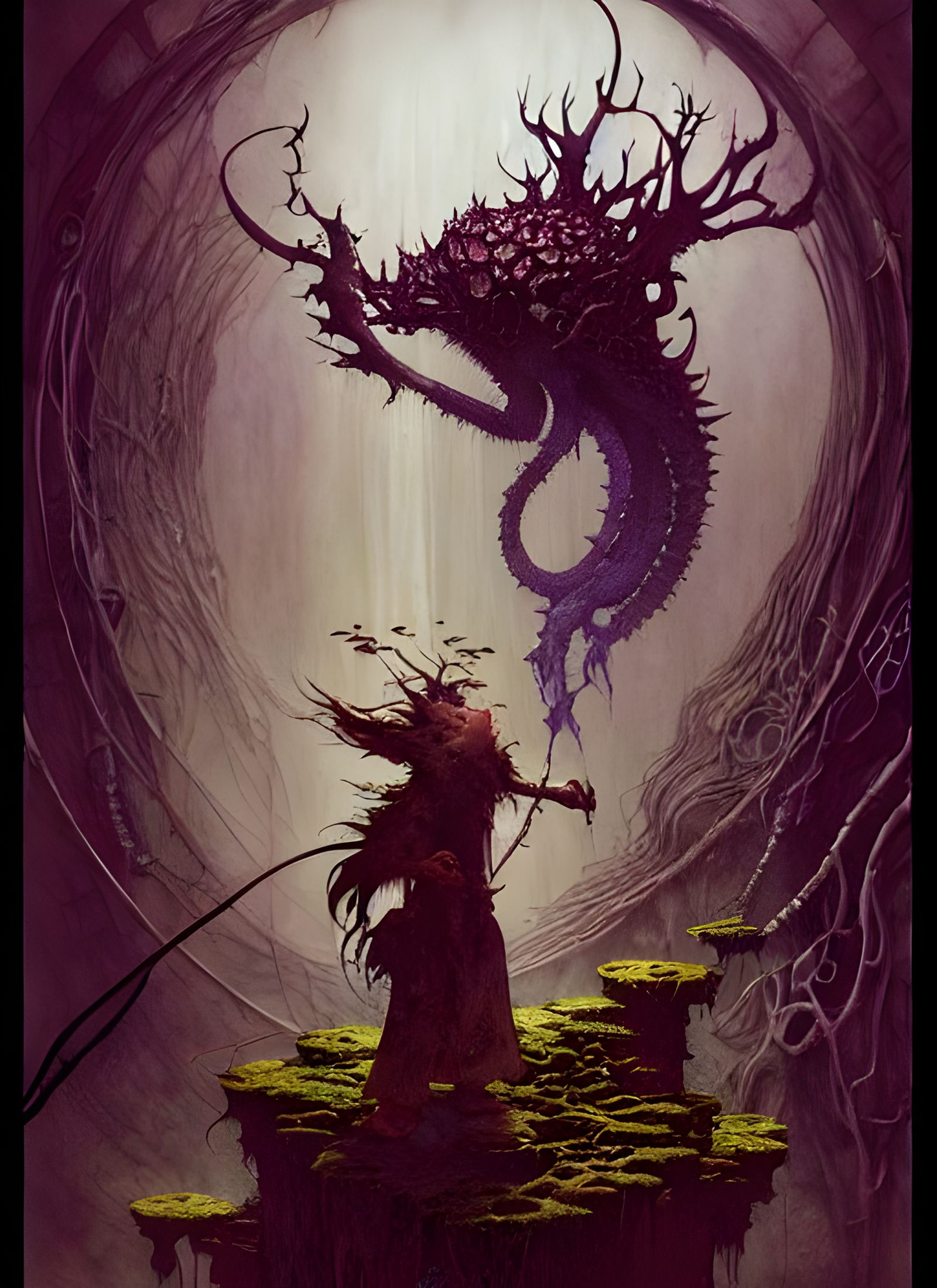 Detailed Druid Character Art in Deep Colors