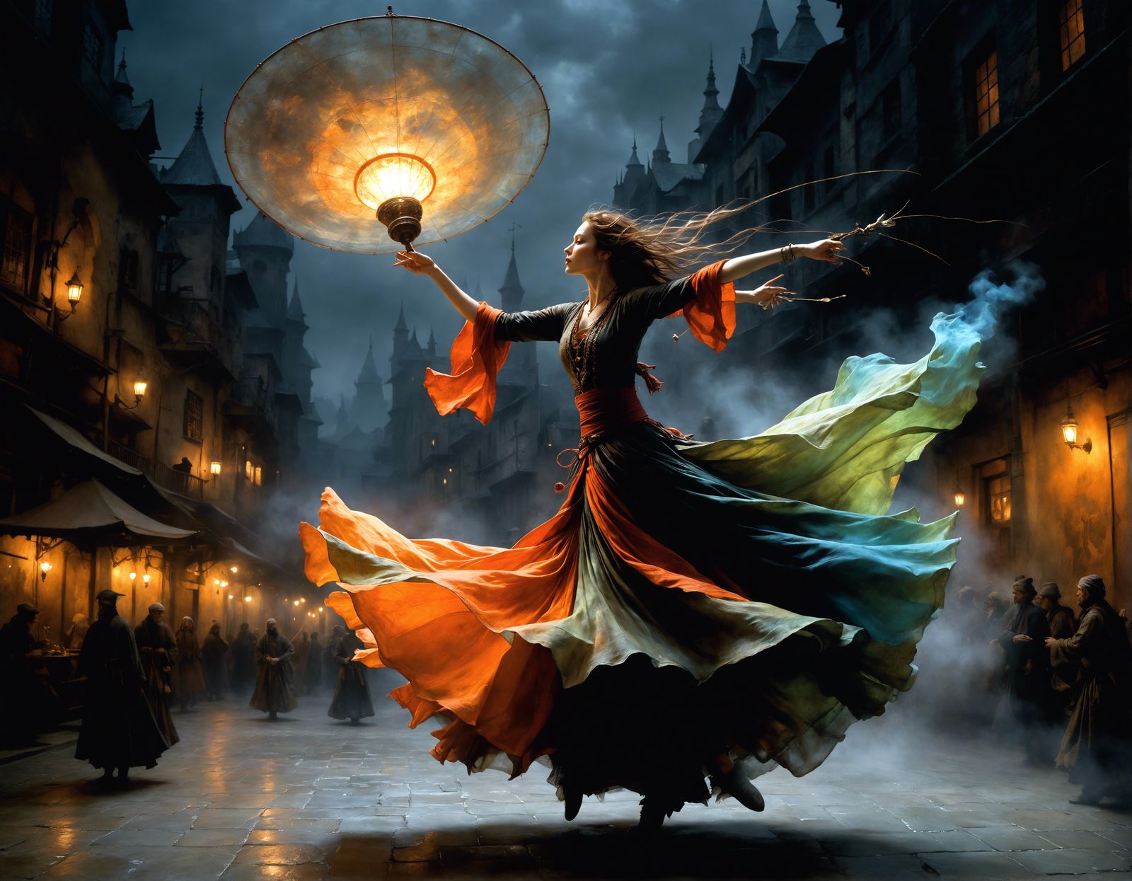 Dynamic Whirling Dervish in Mystical Lighting