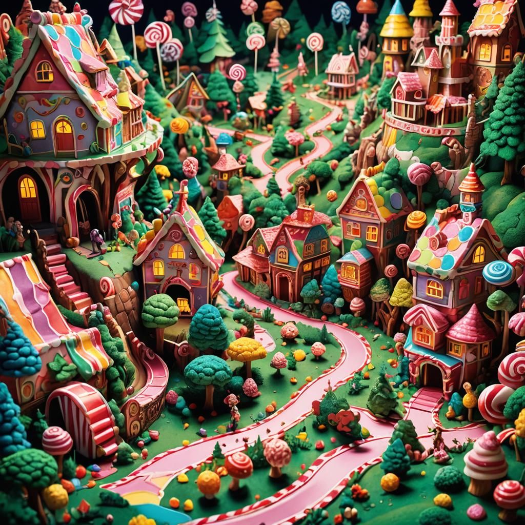 Hyperrealistic Candy Land Pop-Up Book Illustration