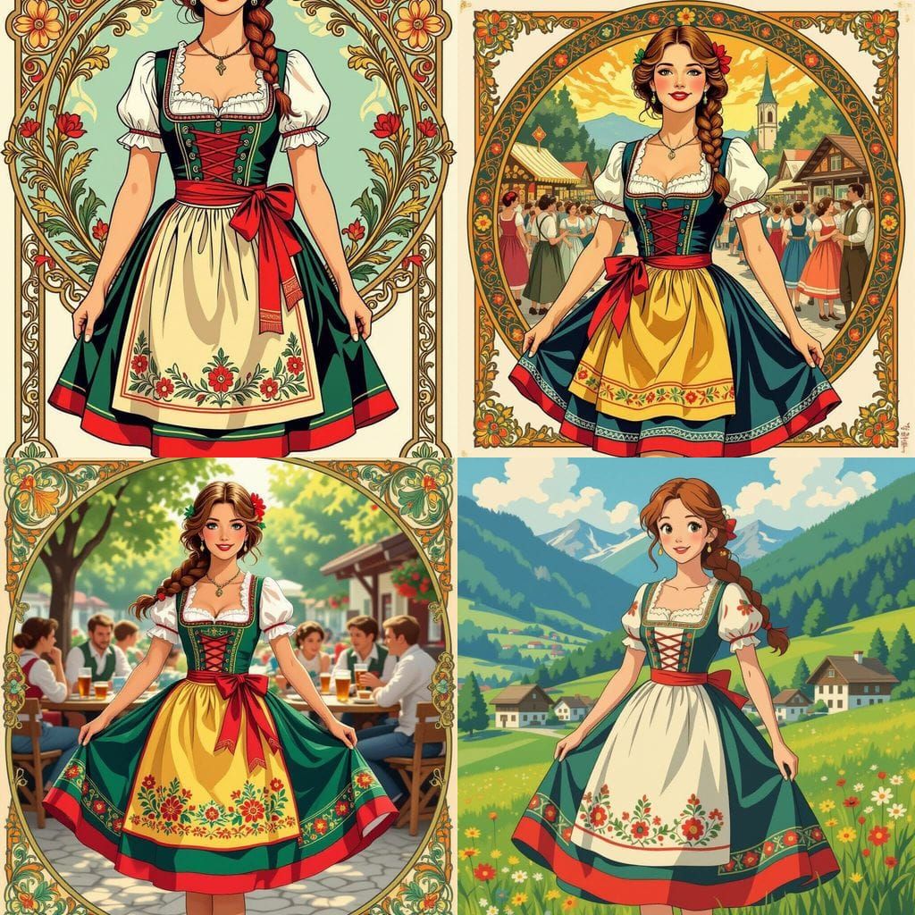 Woman Poses in Short Dirndl