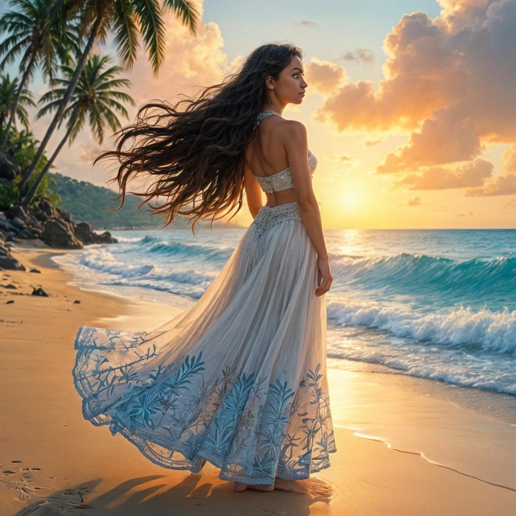 Tropical Sunset Goddess in Regal Splendor
