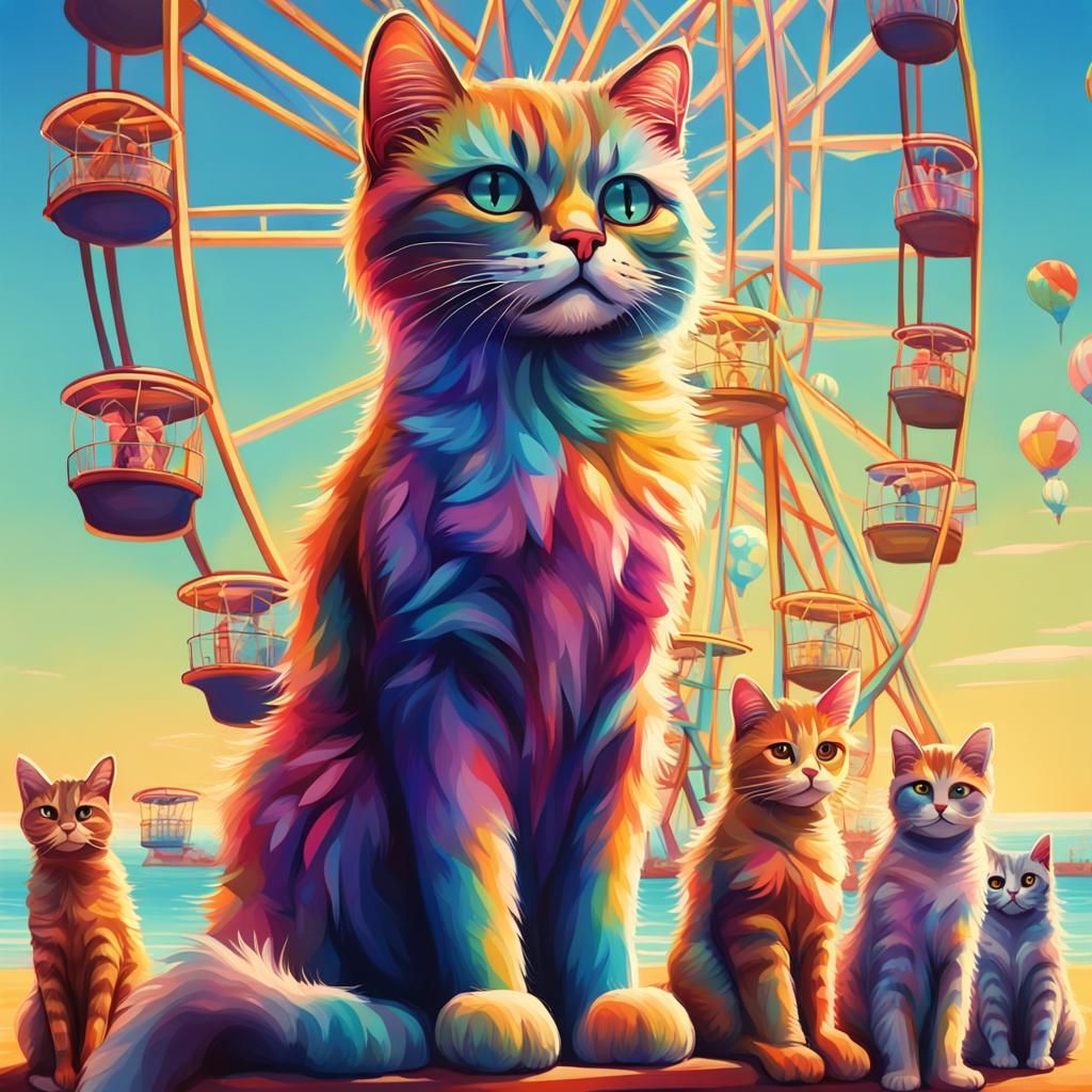 Groovy Cats at the Beach Ferris Wheel