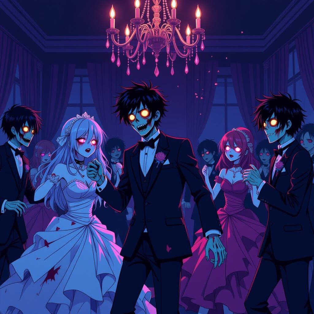 Zombie Prom Night in Japanese Manga Style