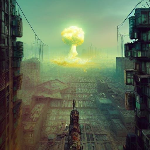 Post-Apocalyptic Cityscape: Hyperrealistic Nuclear Aftermath