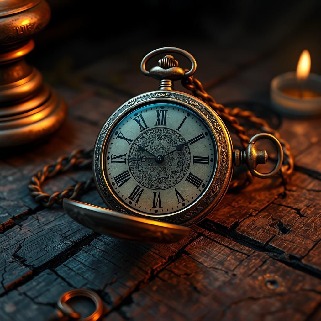 Mystical Pocket Watch in Ornate Fantasy Style