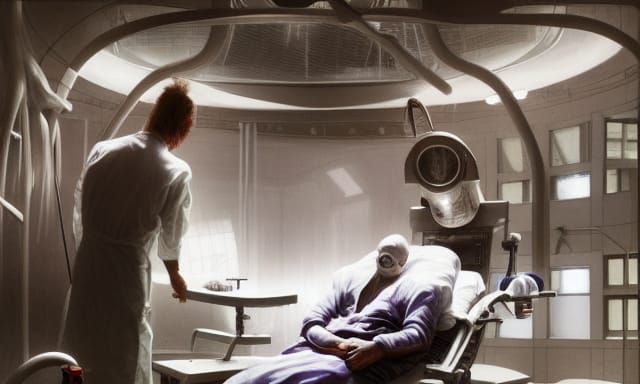 Horrific Doctor Cuts Patient in Operating Room: Digital Art