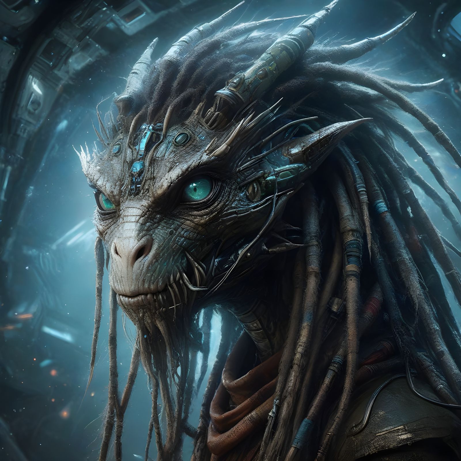 Cybernetic Lizard Alien in Vivid Fine Art Portrait