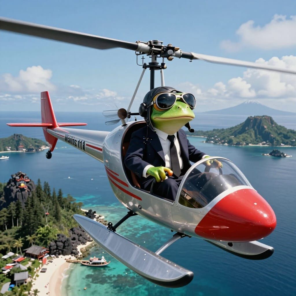 Frog Spy Pilot Flies Autogyro Over Japanese Islands