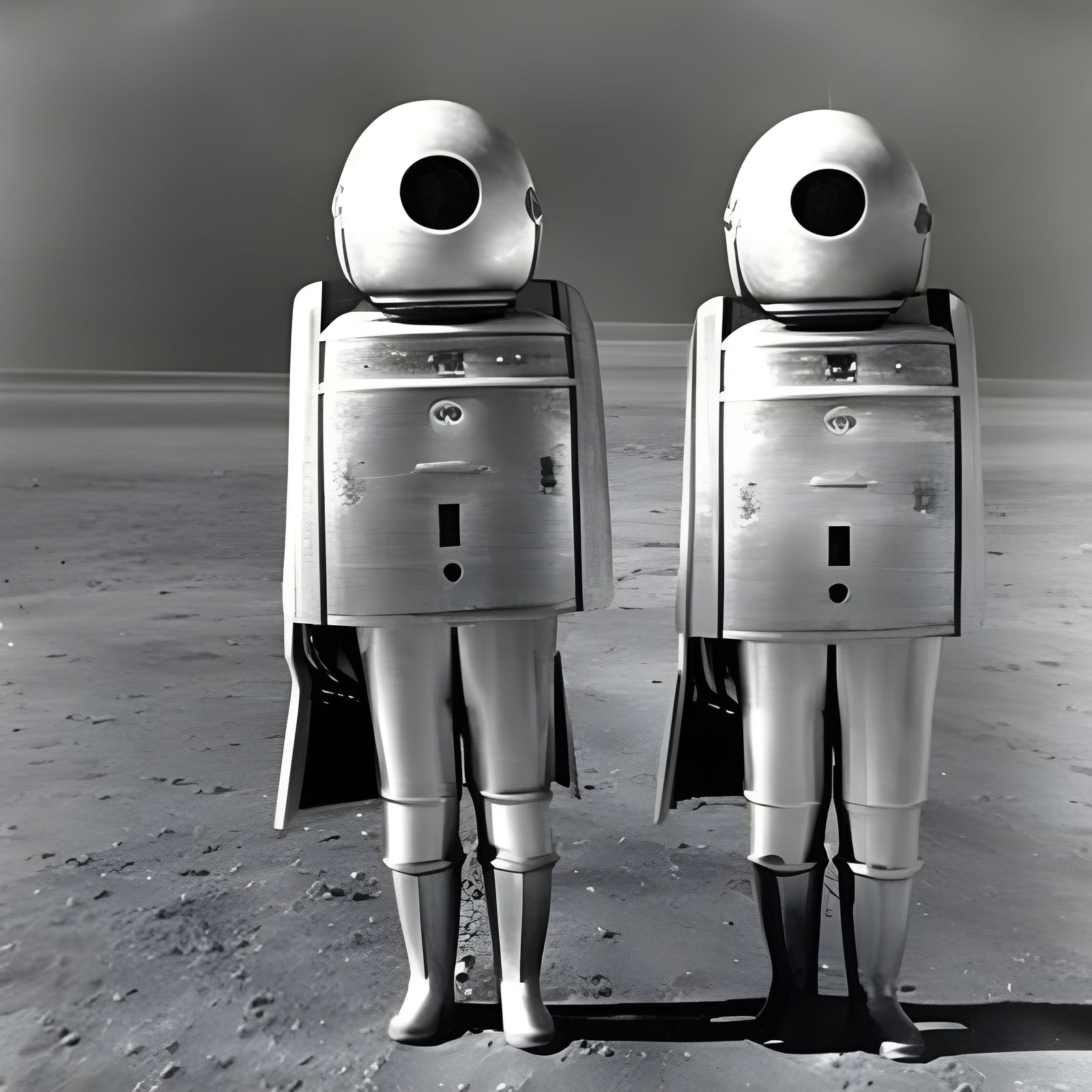 Android Pilots in Retrofuturistic Spaceship Photo