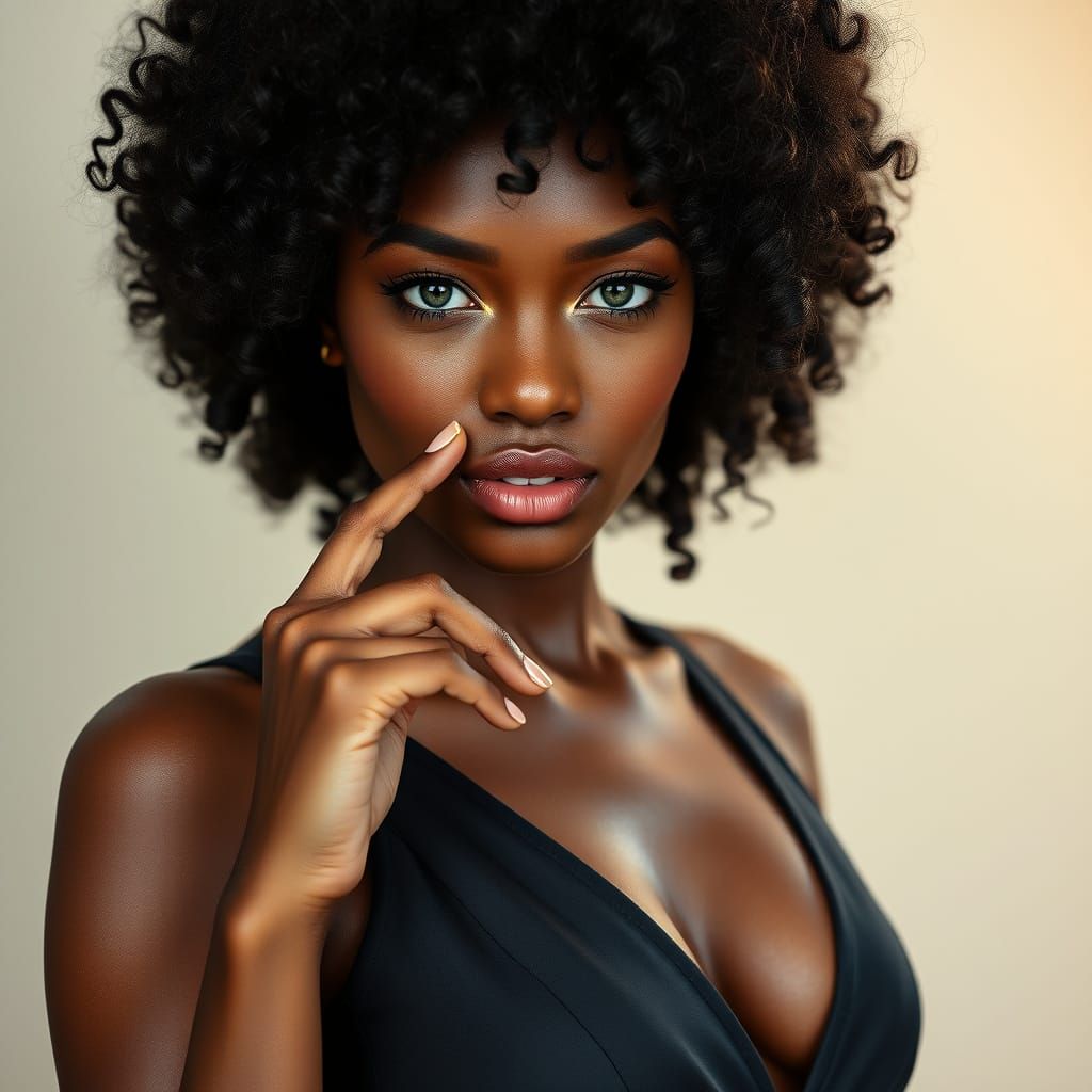 Fashion Portrait of Alluring Woman with Green Eyes