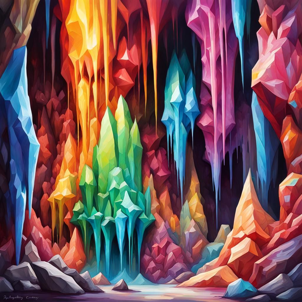 Rainbow Crystal Cavern in Graffiti Art Style