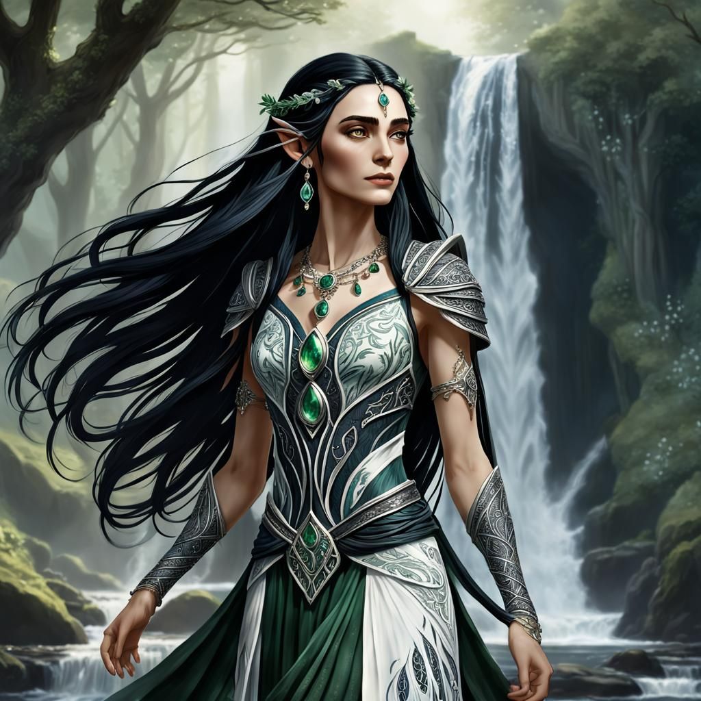 Striking High Elf Druid with Raven Hair