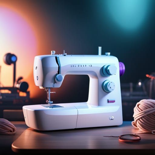 Futuristic Robot Chicken Sewing Machine: Detailed Matte Pain...