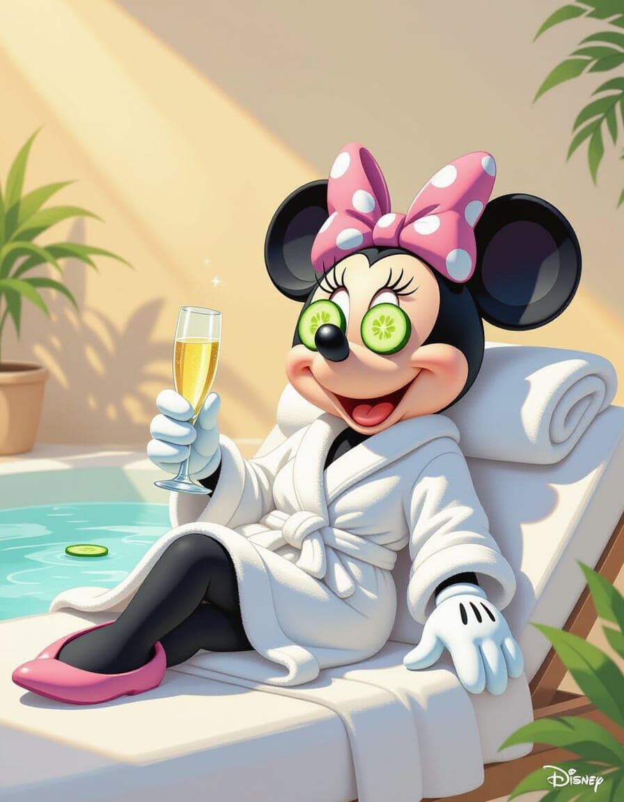 Minnie Mouse Relaxing in a Serene Spa