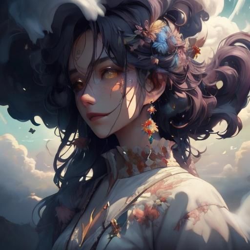 Children Shaping Clouds in a Dreamlike Sky