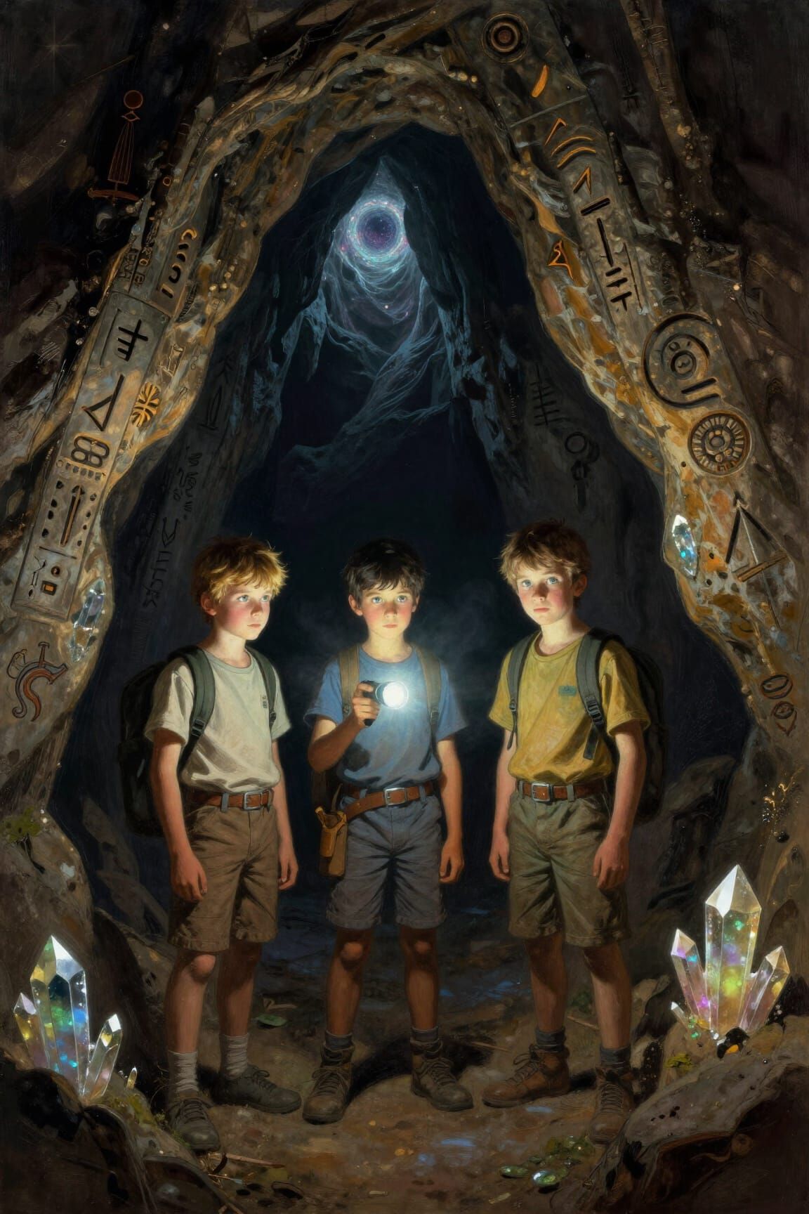 Boys Discover Mysterious Cave with Portal and Crystals