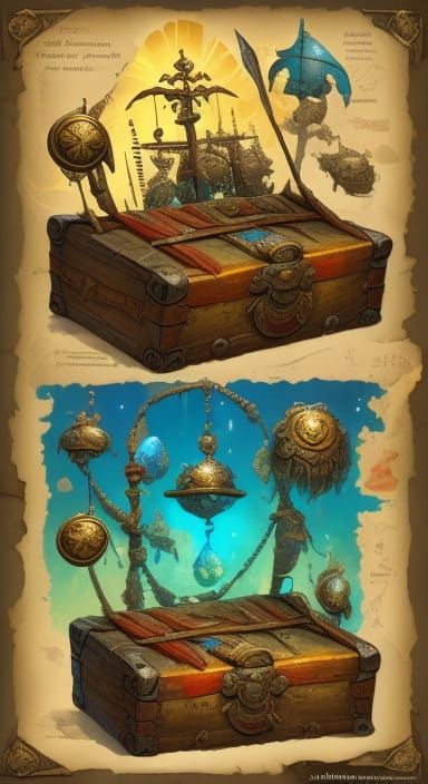 Pirate Treasure Discovery in Oil Painting Style