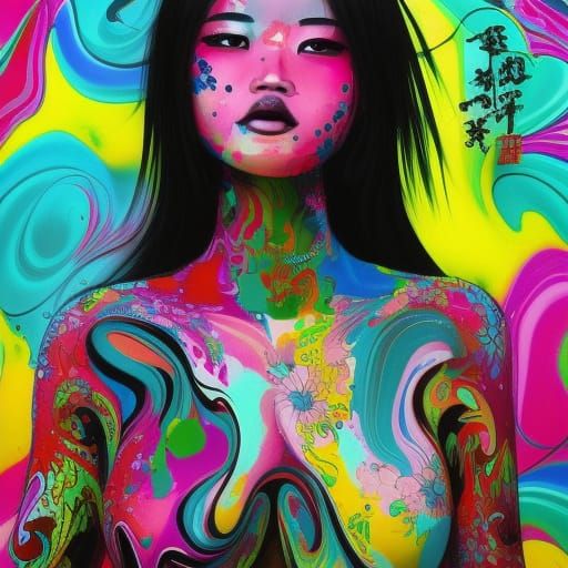 Marbled Beauty in Colorful Graffiti Art