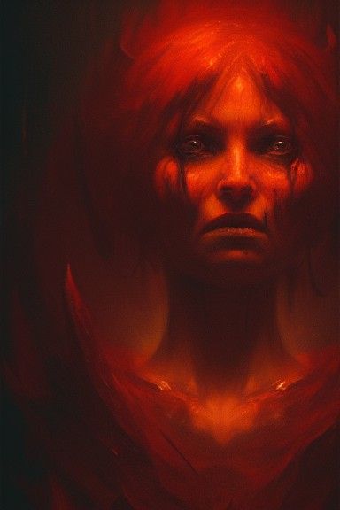Ominous Mother Demon Portrait in Hyperdetailed Style