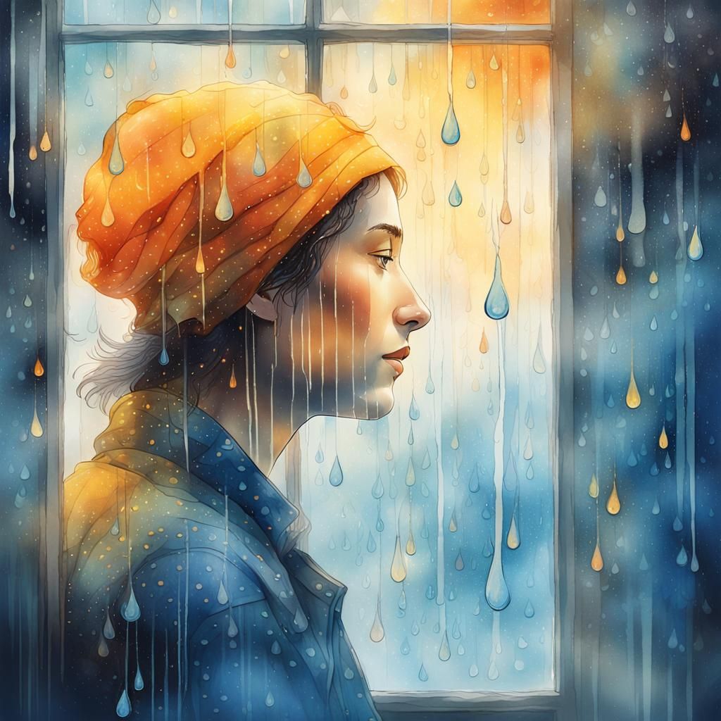 Contemplative Figure at Misty Window: Surreal Concept Art