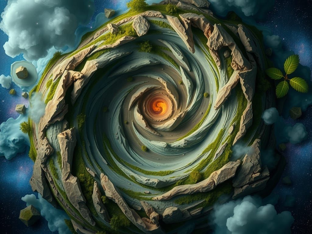 Earthy Planet Vortex in Cosmic Swirl