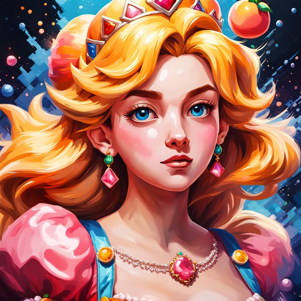Hyperrealistic Pixelated Princess Peach Splash Art