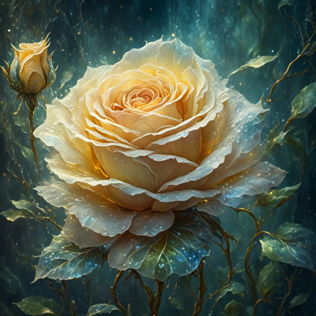 Impressionist Watercolor Rose in Bloom