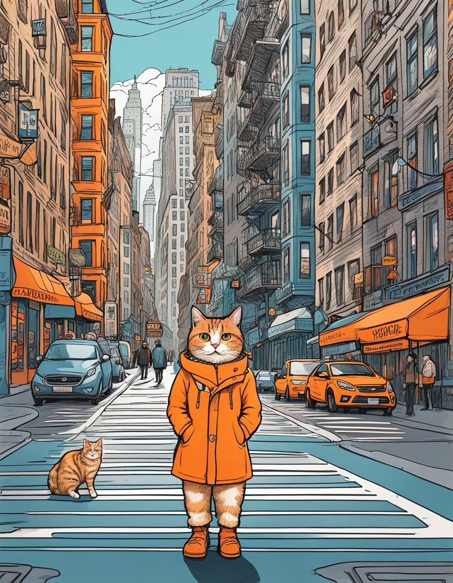 Humanoid Chimpanzee in New York Street Scene