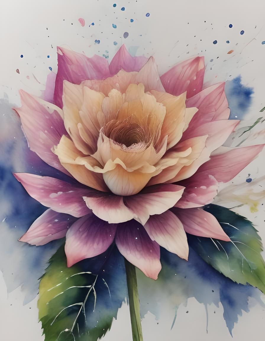 Watercolor Flower in Ethereal Style
