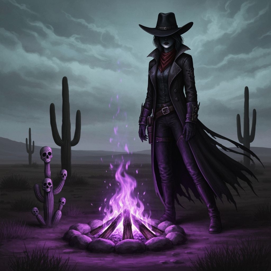 Gothic Cowgirl in Spectral Prairie